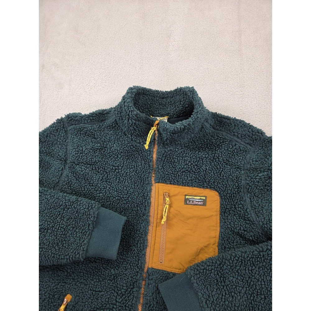 LL Bean Sherpa Fleece Jacket‎ Mens XL High Pile Green - Picture 3 of 7